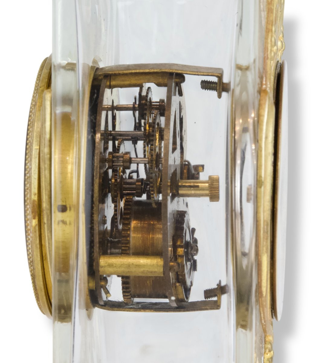 Horloge De Table Art Nouveau En Verre Et Laiton Doré - Fin Du 19ème Siècle-photo-4